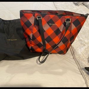 Ella Tote- Buffalo Check in Bunt Orange